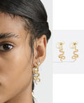 Dior Gold Snake Pearl Earrings - Elegant Serpent Design