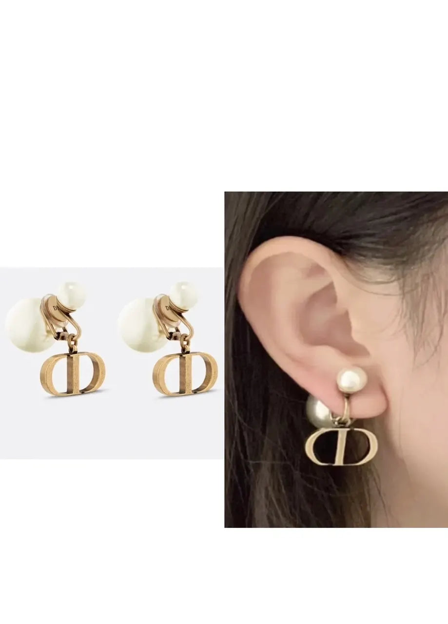Dior Gold CD Pearl Earrings drop - Dior Gold CD Pearl Drop Earrings