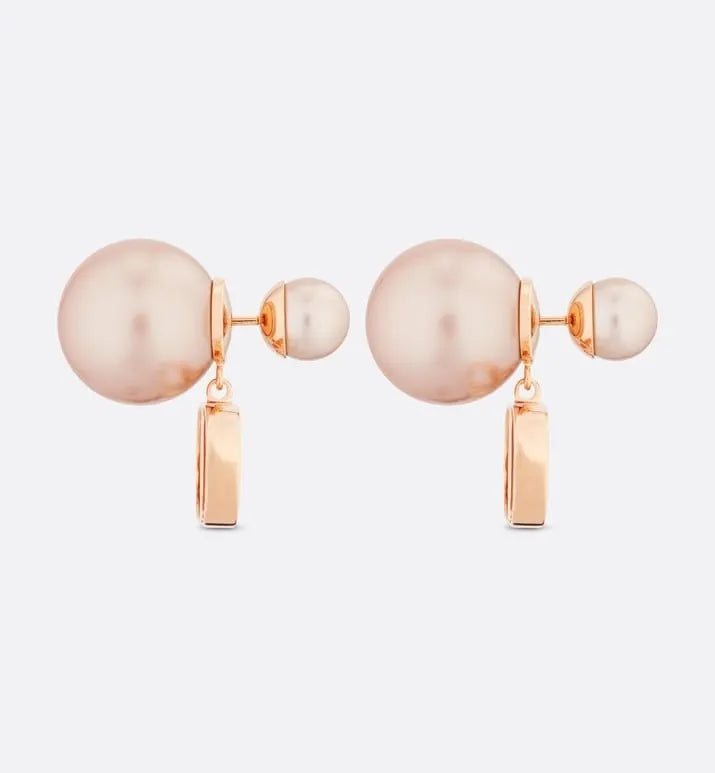 Dior Rose Gold Pearl CD Earrings - Tribales Style
