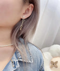 Dior Long Gold Logo Earrings - Crystal Accent