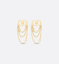 chain Dior Golden CD Pearl Earrings - Dior Golden CD Chain Pearl Drop