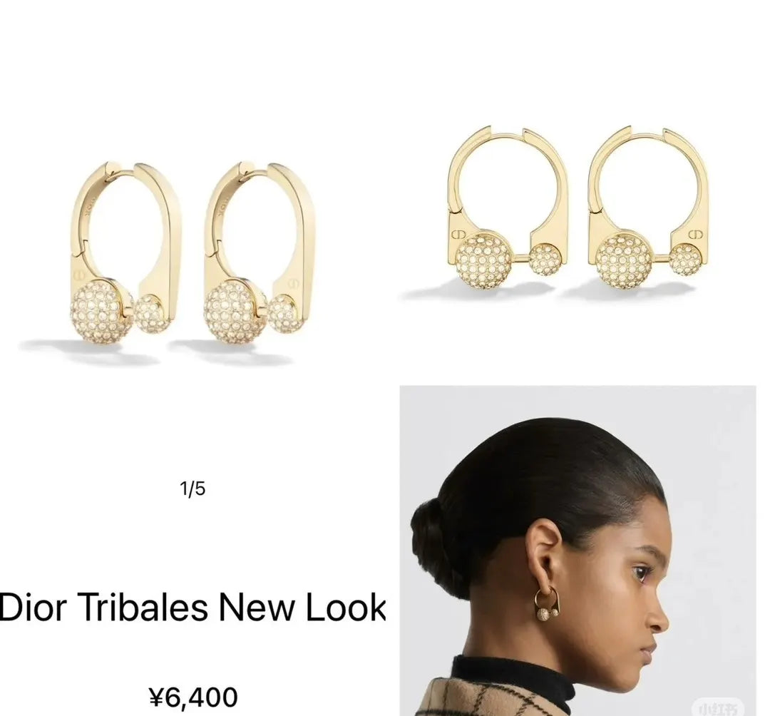 tribales Dior Gold Crystal Earrings - Dior Tribales New Look Gold