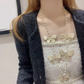 long Dior Gold Butterfly Pearl Necklace - Dior Gold Butterfly Pearl