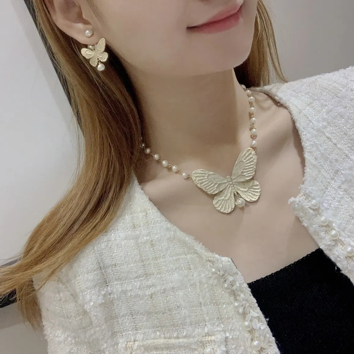 earrings Dior Gold Butterfly Pearl Necklace - Dior Gold Butterfly