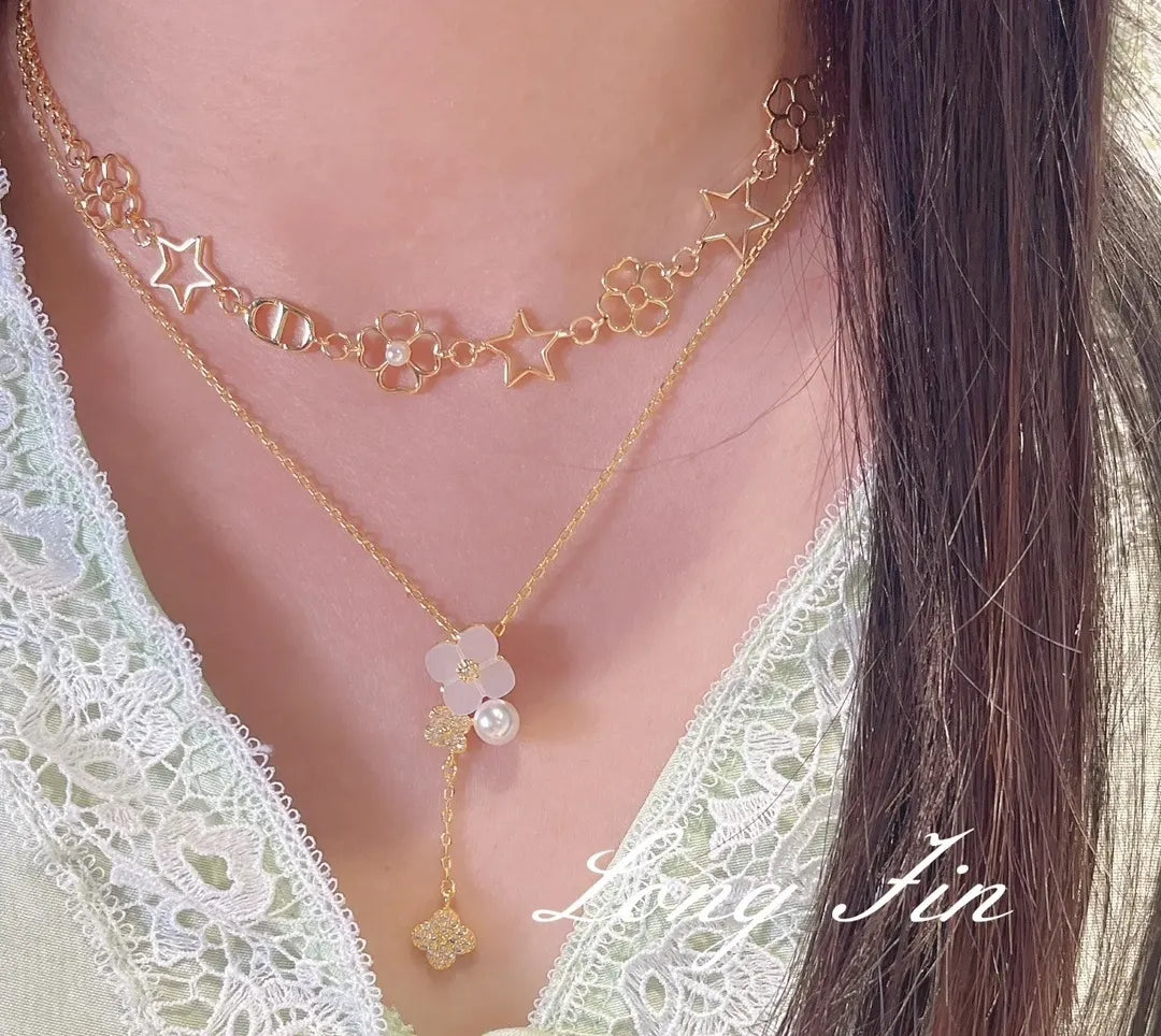 Dior Gold Star Flower Necklace - Dior Gold Star & Flower Necklace