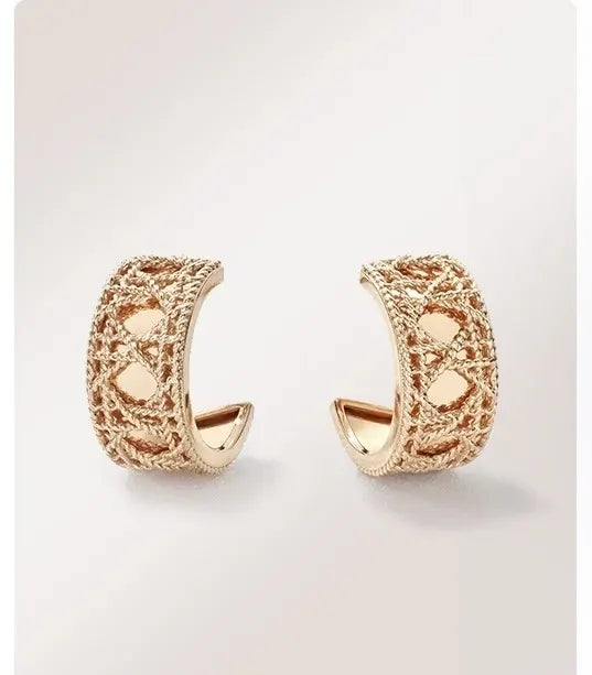 Dior Rose Gold Hoop Earrings - Dior Rose Gold CD Hoop Earrings - Woven