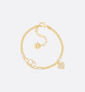 Dior Gold Crystal Heart Bracelet - Elegant Charm