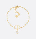 Dior Gold Pearl CD Bracelet - Teardrop Charm
