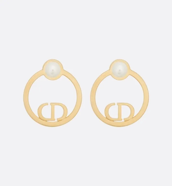 circle Dior Gold CD Pearl Earrings - Dior Gold CD Circle Pearl