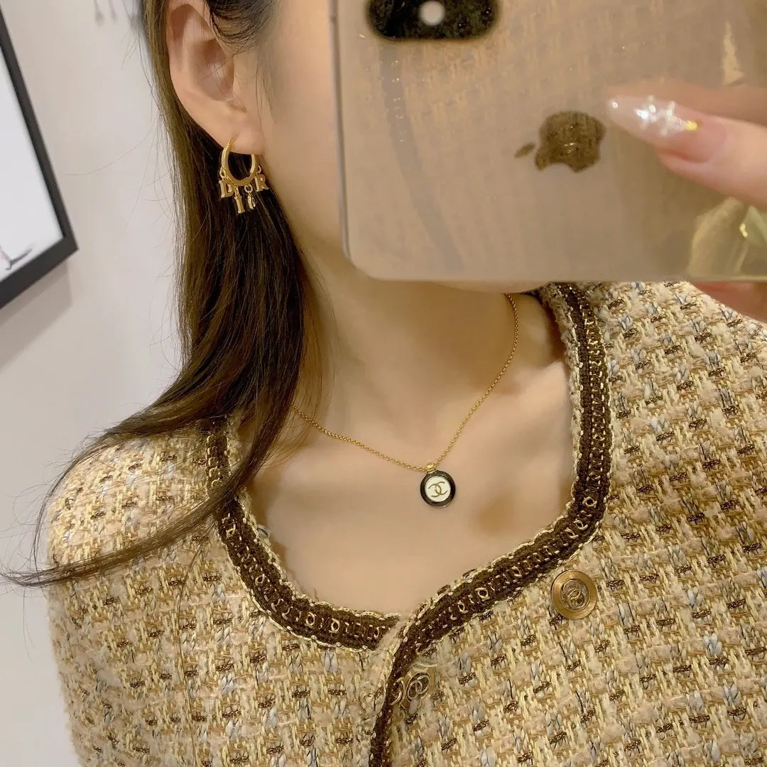 Chanel Black & Gold CC Pendant Necklace