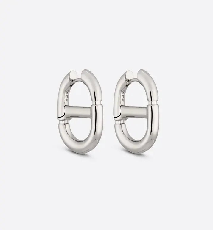 Dior Silver CD Navy Earrings - Modern Elegance