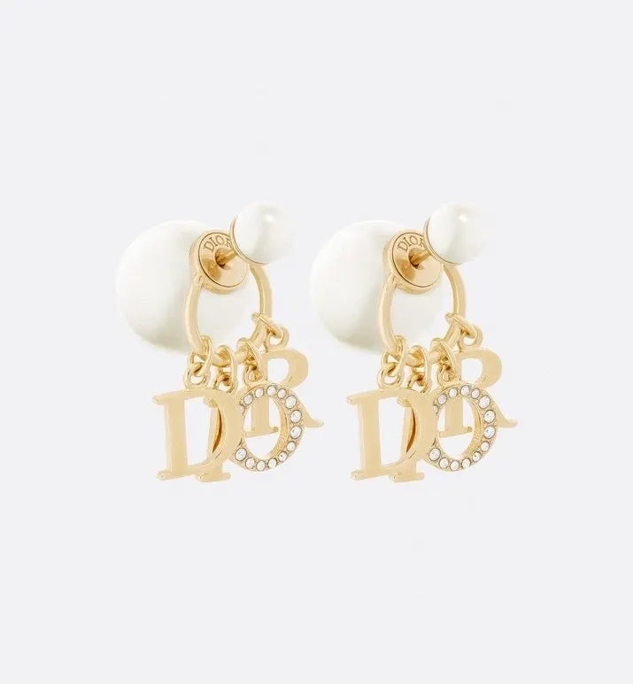 tribales Dior Pearl Gold Earrings - Dior Tribales Gold Finish White