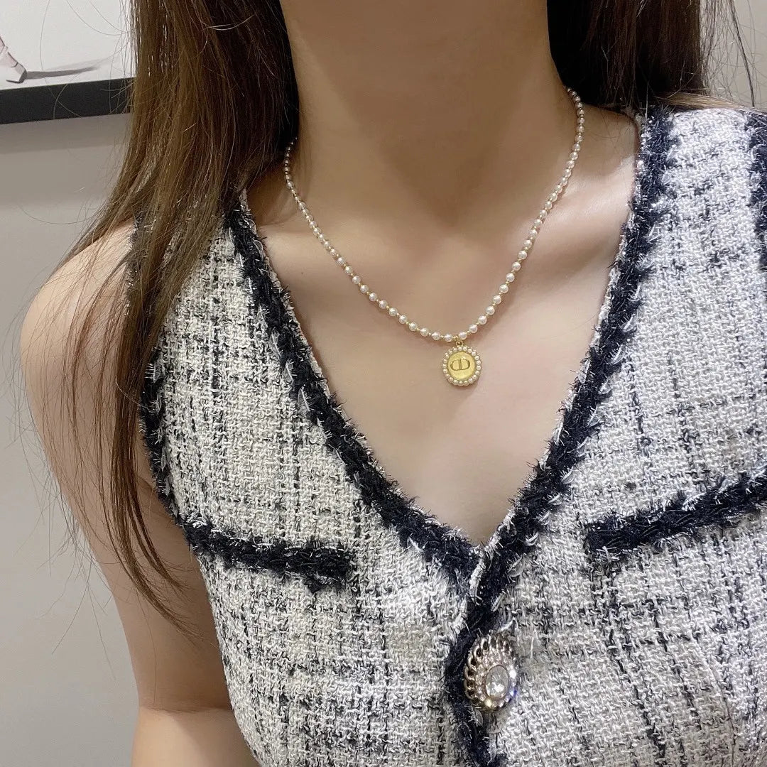 timeless Dior Gold CD Pearl Necklace - Dior Gold CD Pearl Necklace