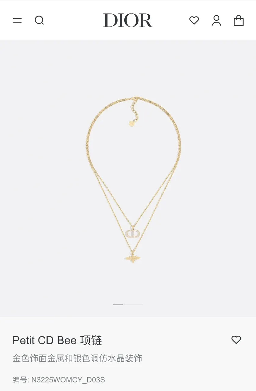 Dior Gold Bee Necklace - Dior Gold Bee Petit CD Necklace - Crystal