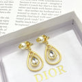 Dior Gold Teardrop Earrings - Pearl & Crystal Accents