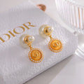 Dior Gold Pearl CD Earrings - Dior Gold Pearl CD Stud Earrings
