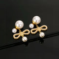 Dior Gold Bow Pearl Earrings - Statement Drop Style