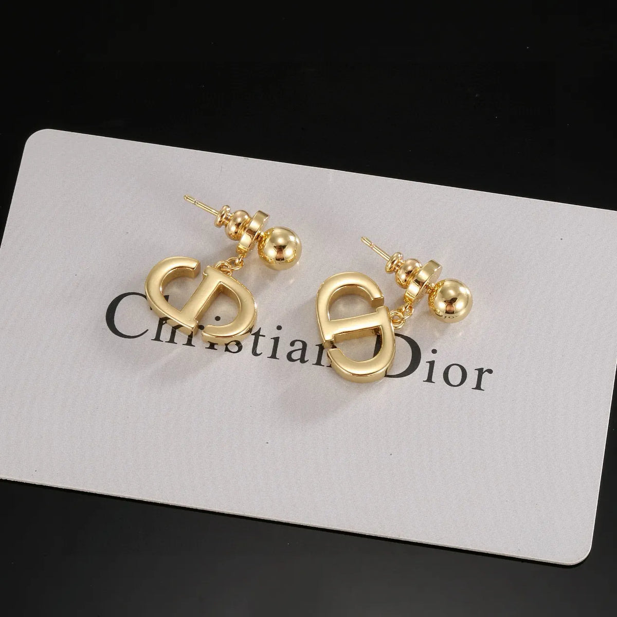 Dior Gold CD Logo Earrings - Dior Gold CD Logo Drop Earrings - Iconic