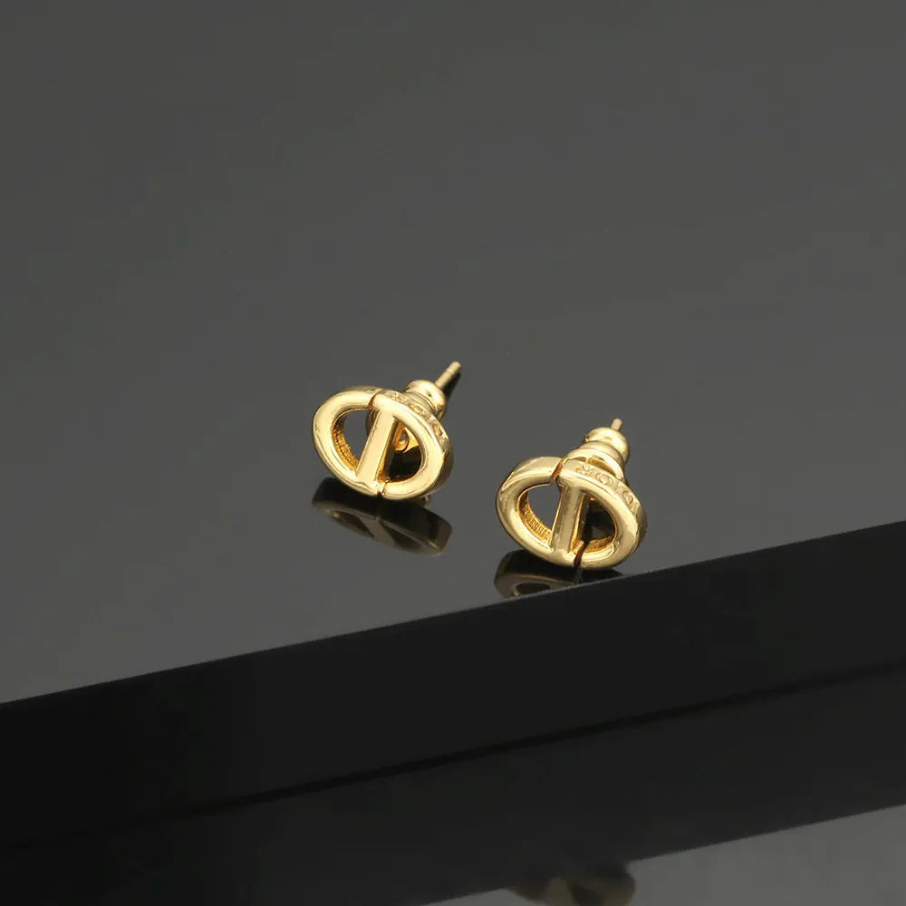 Dior Golden CD Stud Earrings - Iconic Design
