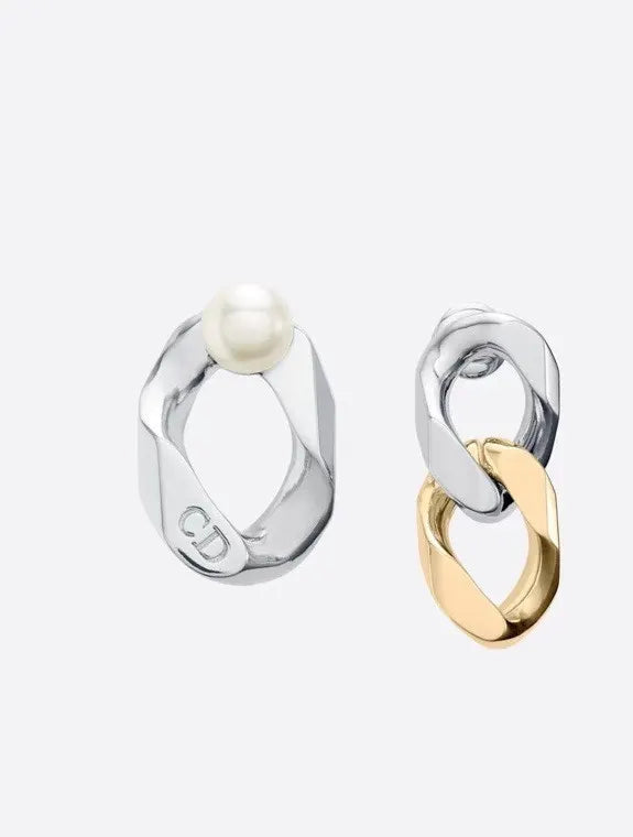 Dior Silver Gold Chain Earrings - Dior Silver & Gold Chain Earrings
