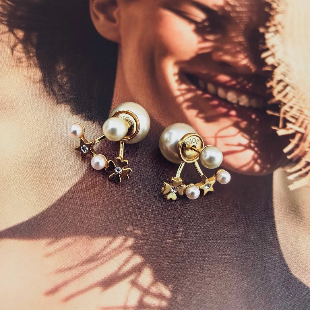 tribales Dior Gold Pearl Earrings - Dior Tribales Gold Finish Pearl