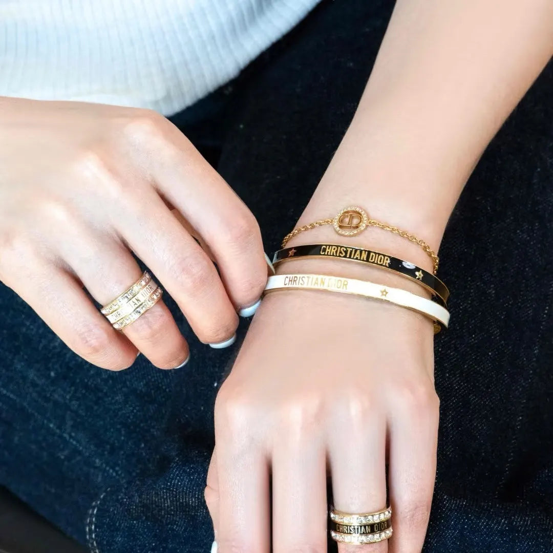 Dior Black & White Enamel Bangle Set - Iconic Style