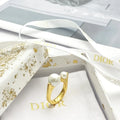 Dior Gold Finish Pearl Ring - Elegant Open Design