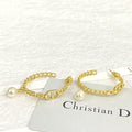 Dior Golden Chain Pearl Earrings - Iconic CD