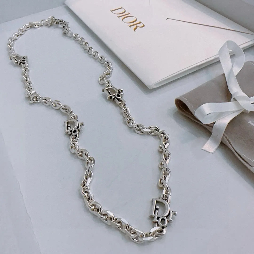 Dior Silver Chain CD Link Necklace - Modern Design