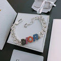 Dior Multicolor Logo Bracelet - Dior Silver Chain Multicolor Logo
