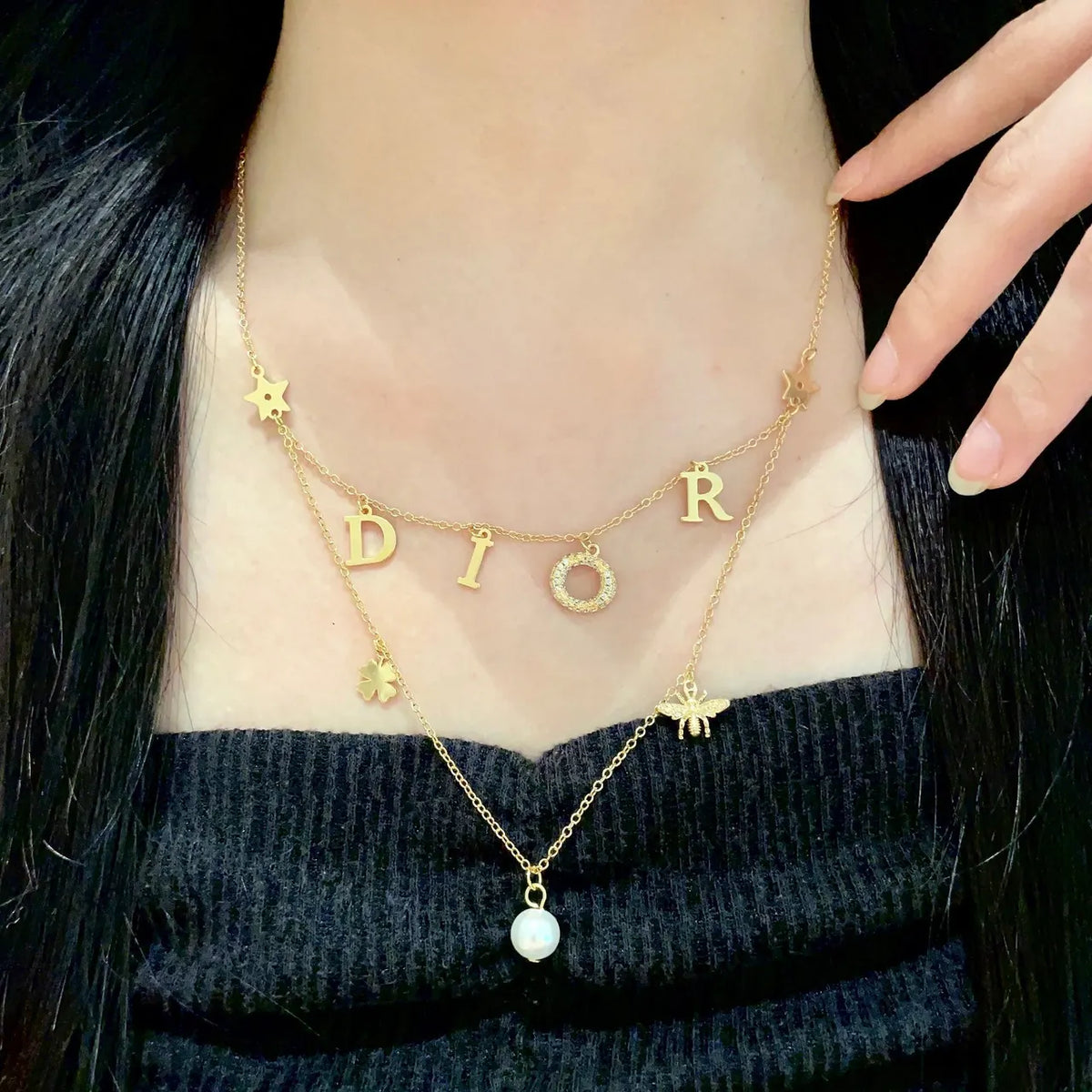 elegant Dior Gold-Tone Pearl Necklace - Dior Gold-Tone Necklace with