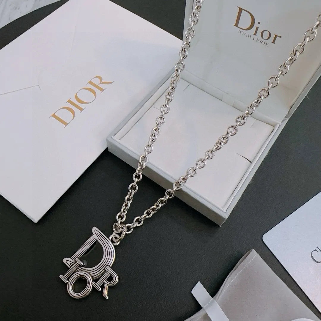 Dior Silver Logo Chain Necklace - Dior Silver 'Dior' Logo Chain