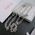 Dior Silver Chain Necklace - Iconic Logo Pendant