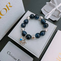 charm Dior Blue Beaded Bracelet - Dior Blue Beaded Charm Bracelet