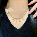 Dior Gold Crystal Necklace - Dior Gold Crystal Letter Necklace