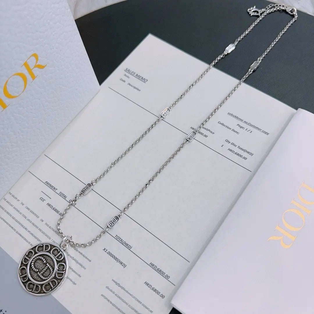 Dior Silver Medallion Necklace - Authentic Dior Jewelry