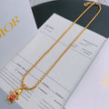 Dior Gold Teddy Bear Necklace - Enamel Heart Charm