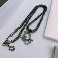 Dior Gunmetal Chain Link Necklace - Signature CD Logo