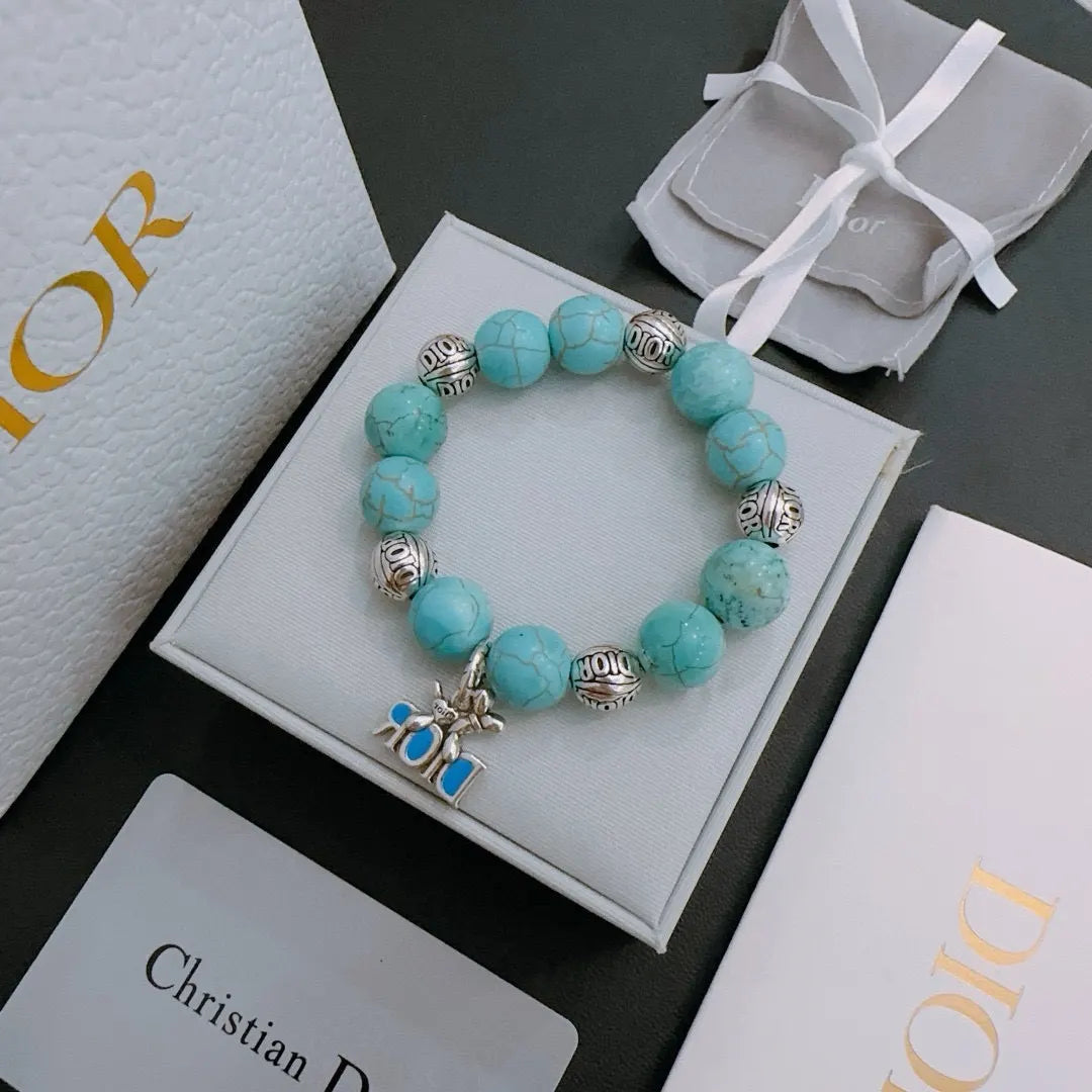 silver Dior Turquoise Beaded Bracelet - Dior Turquoise Beaded Bracelet