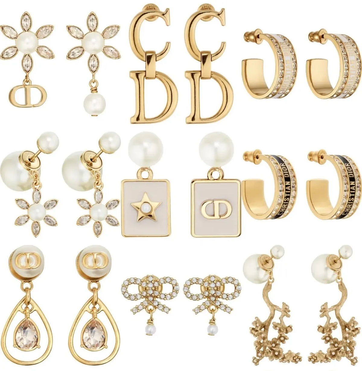 Dior Golden D Letter Earrings - Dior Golden D Letter Drop Earrings
