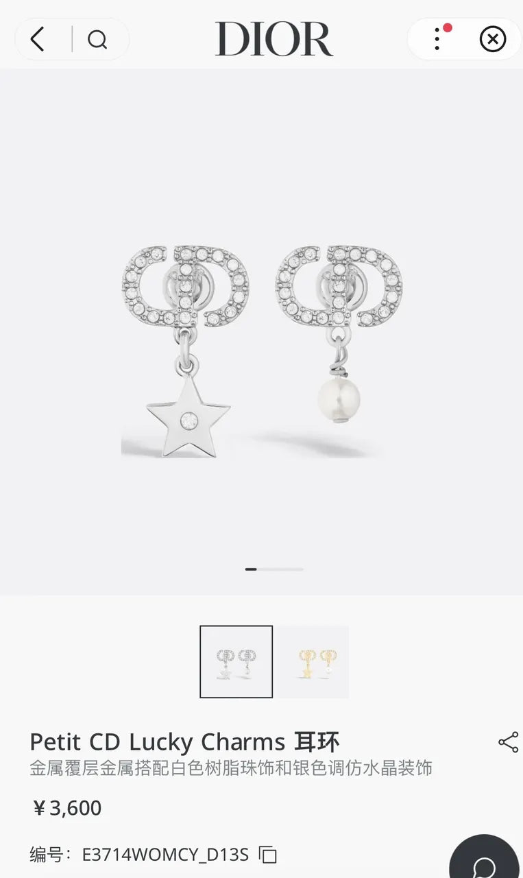 Dior Silver Petit CD Earrings - Dior Silver Petit CD Lucky Charms