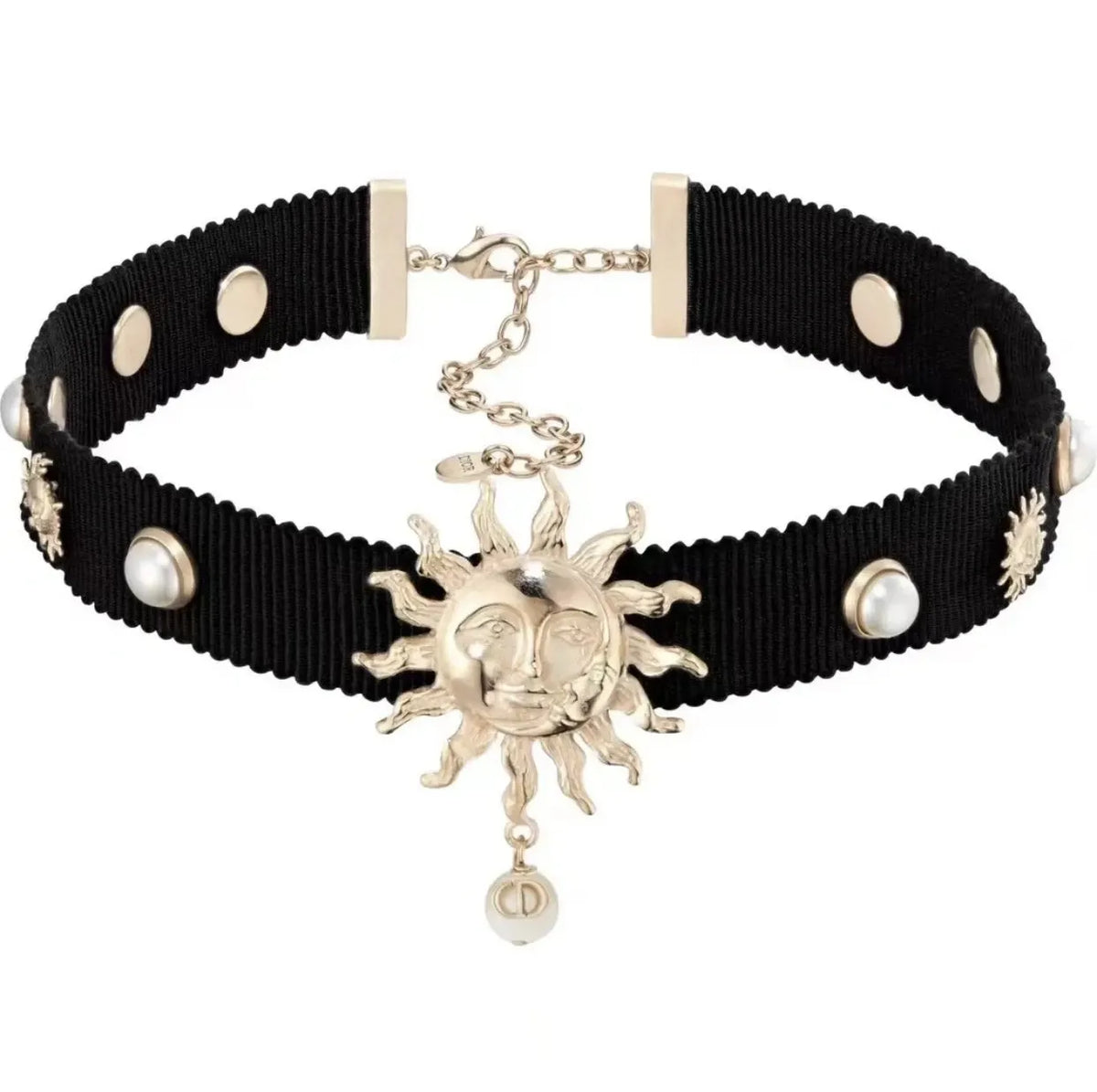 Dior Black Ribbon Sun Choker - Pearl Accent
