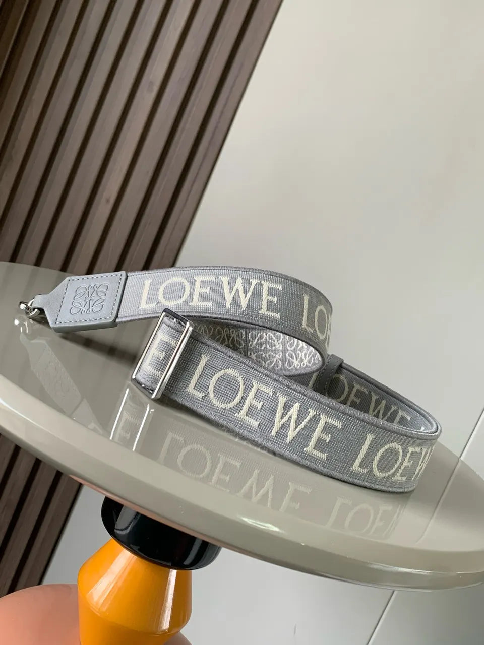 Loewe Gray Woven Logo Strap - Adjustable Bag Accessory